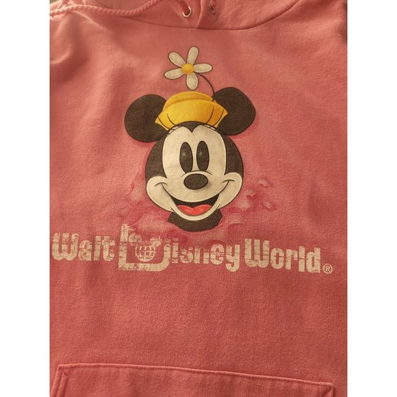 Disneyland Resort Minnie Mouse Logo Pink Pullover Fleece Hoodie Womens Medium - Picture 5 of 5